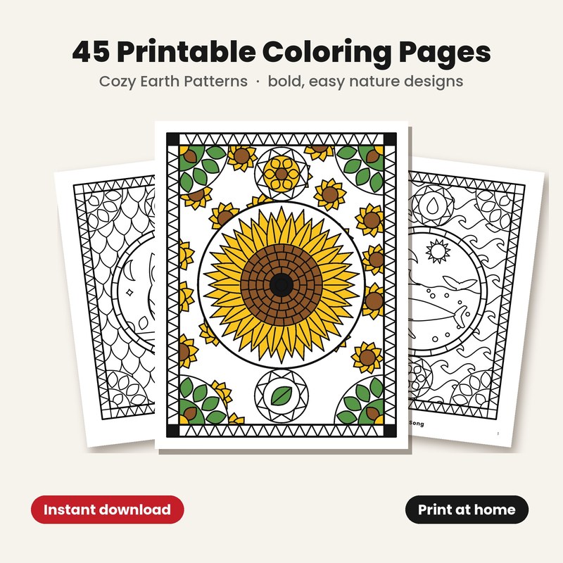Cozy Earth Patterns printable coloring pages