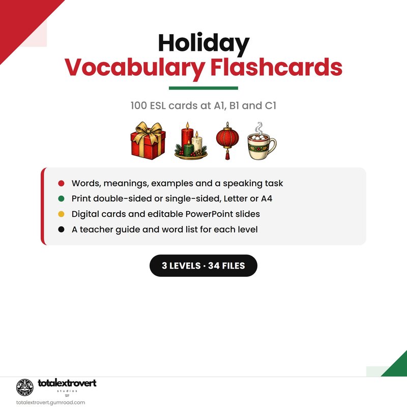 Holiday Vocabulary Flashcards