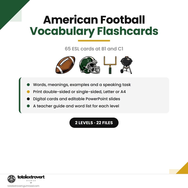 American Football Vocabulary Flashcards