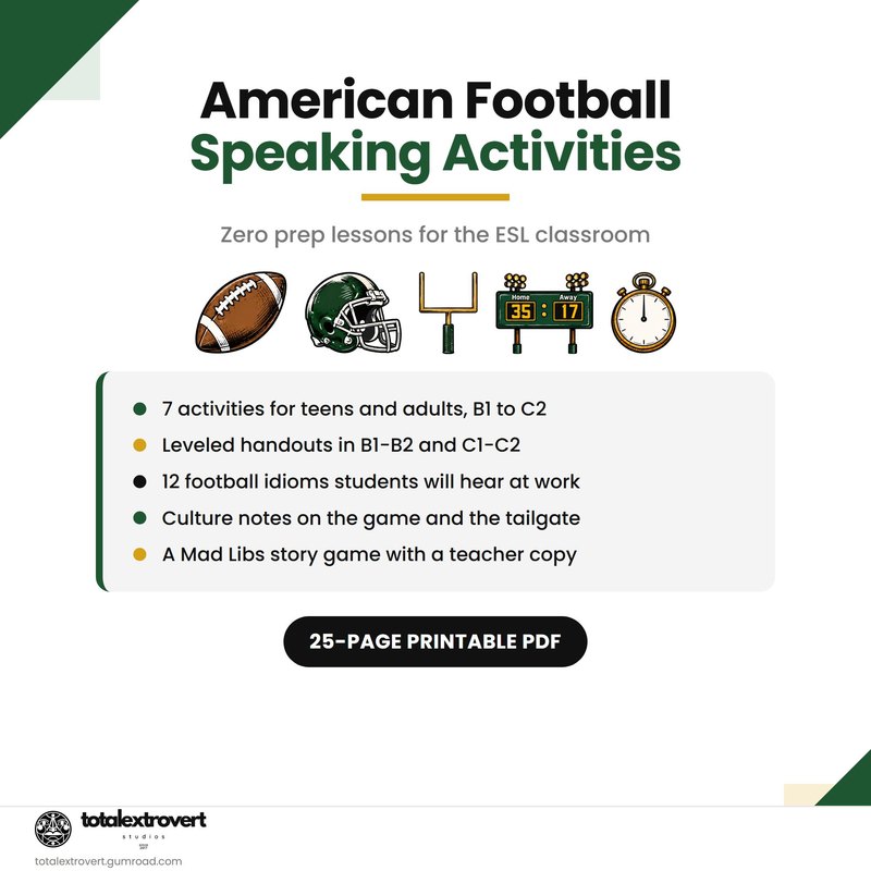 American Football Speaking Activities