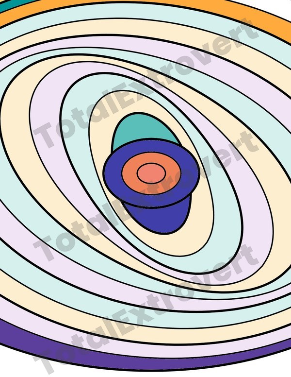 Vortex page from Cosmic Space Patterns, half colored
