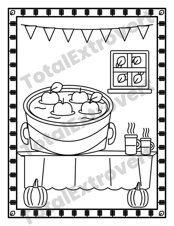 Bobbing for Apples coloring page