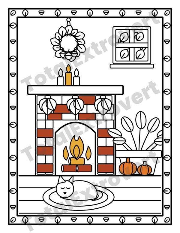 By the Fire, fireplace page part colored