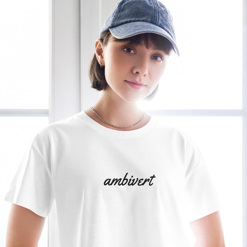 Cursive ambivert Crop Top, White
