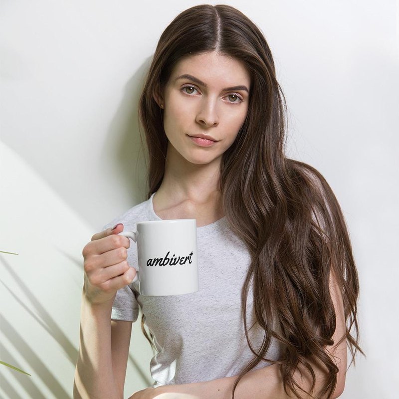 Cursive ambivert Mug