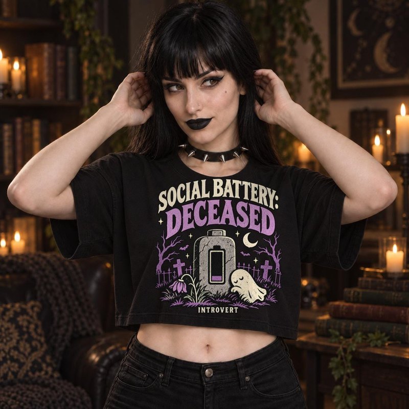 Social Battery: Deceased Halloween crop top