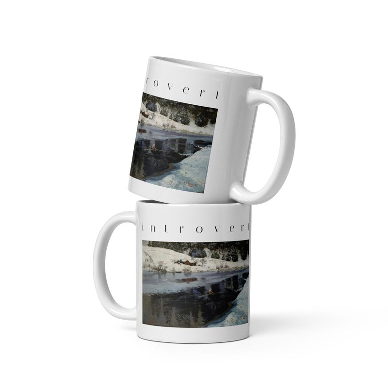 introvert winter river mug